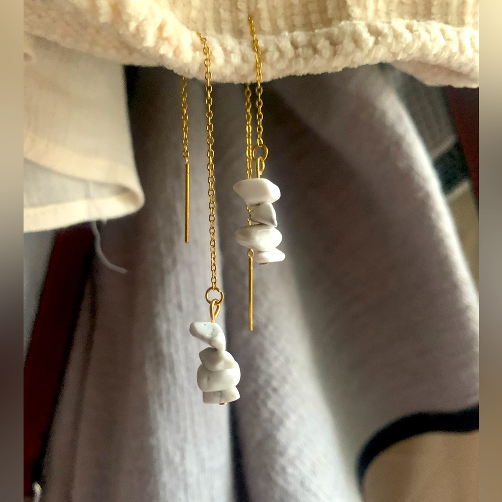 Howlite Gemstone Threader Earrings